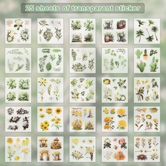 Flower Sticker Material Junk Journal Green V1M33442