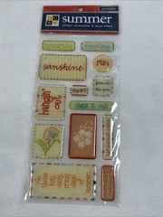 DCWV Summer Epoxy Stickers Sayings Scrapbook Yellow Orange Green