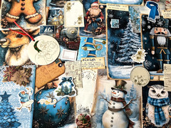 #26 – 150+pcs Blue Christmas JUNK JOURNAL 3D Kit with REAL EPHEMERA Mixed Media
