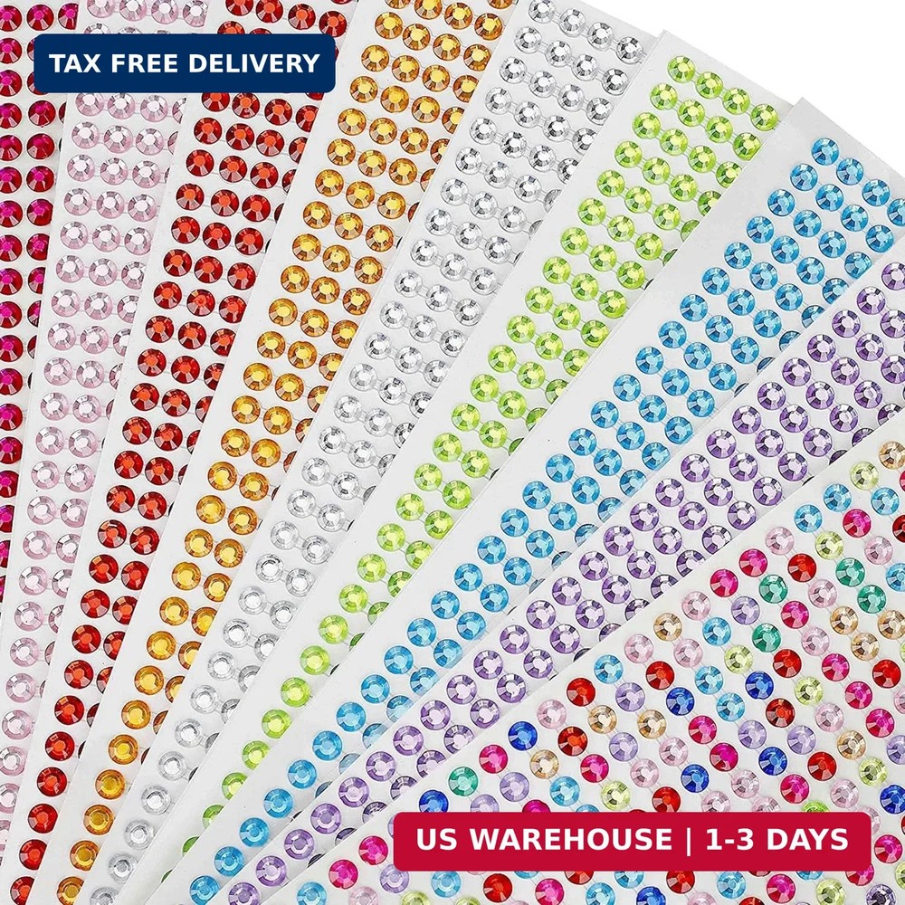 4536 Pieces Rhinestone Stickers Self-Adhesive Jewels Sticker for Kids DIY Craft