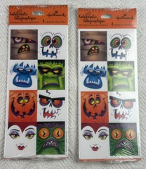 Hallmark Holographic Scary/Funny Face Stickers 2 Pkg set/64 Stickers Halloween