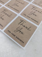 Thank You Stickers Kraft Paper Labels Gift Wedding Packaging DecorBrownSquare4cm