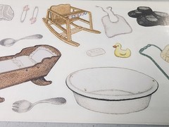 Baby Bath Cradle Buggy Vintage Tumblebeasts Clear Stickers Scrapbooking 2003 NOS