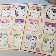 Cute Patchwork Hamsters Sticker Sheets | 10 Individual Stickers Each Sheet
