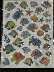 K&Company Happy Trails Sea Life Fish Turtles Shells Pillow Scrapbooking Stickers