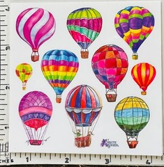 Violette Stickers Watercolor Hot Air Balloons Crafts Planner Supply Scrapbook