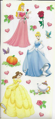 Disney Princess Cinderella Belle Aurora Tea Pot Pumpkin Roses Stickers