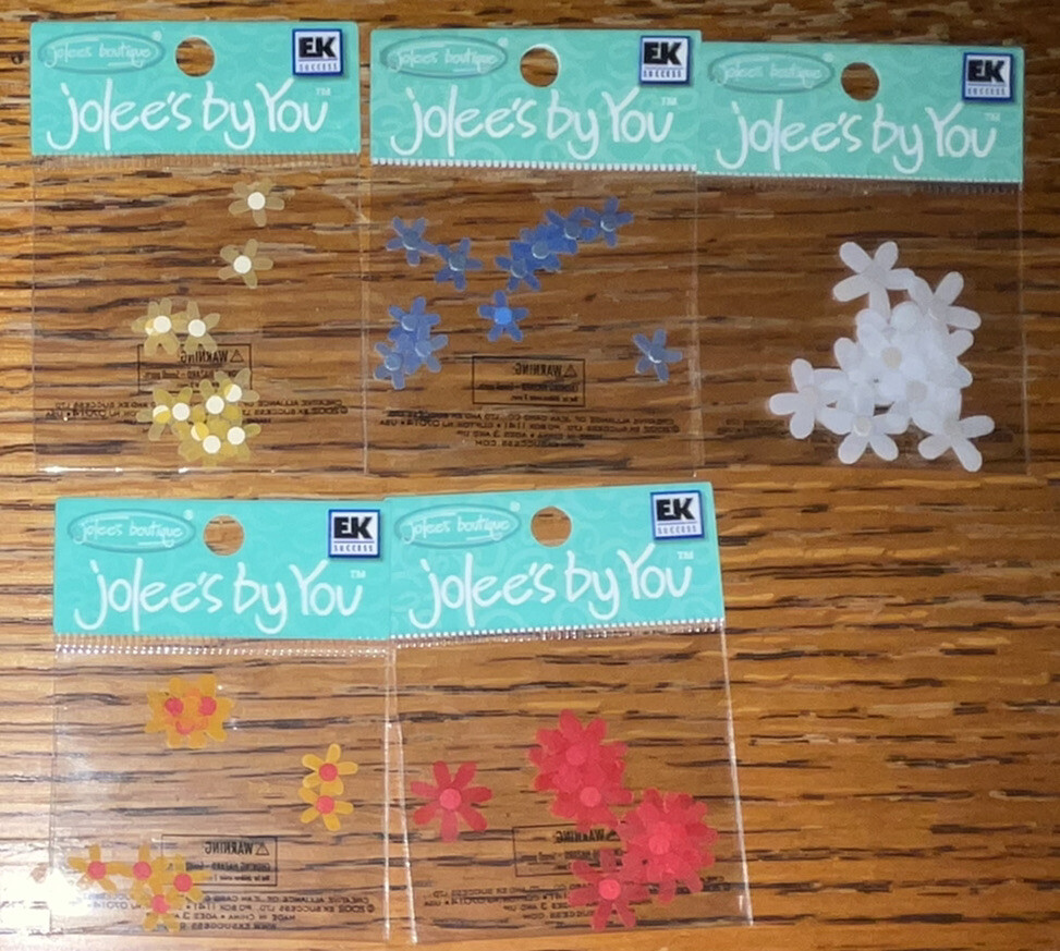 Lot #7 – 5 Packages Jolees Mini Flowers Red Orange Yellow Blue White Scrapbook
