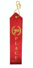 2nd Place Winner Award Ribbons Red Event Card String Gold Writings 12 PCS