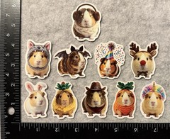 Lot of 10 Assorted Guinea Pig In Costume Pet Animal Stickers