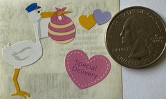 GIRL FABRIC OUTFIT & CHUBBY STORK Stickers(4pc)Mrs. Grossman’s•Baby•Card Making•