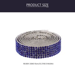 3 Packs Lightweight Blue Rhinestone Trim Self Adhesive for Embellishing Clothes