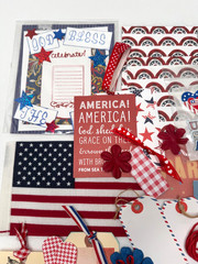 Red White and Blue USA Patriotic scrapbook planner journal junk paper craft lot