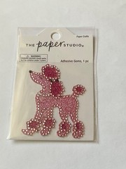 Pink Poodle Rhinestone & Glitter Adhesive Gem/Sticker, Retro 50s/60s design