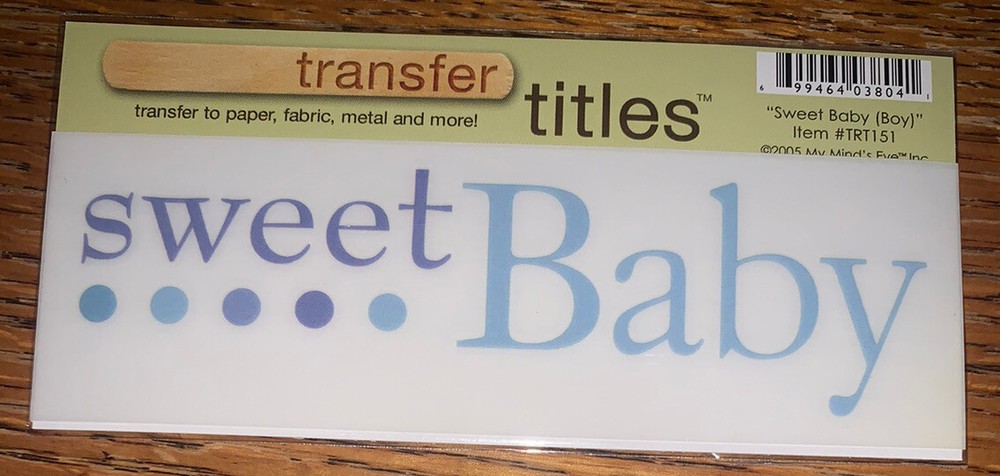 My Mind’s Eye RUB ON TRANSFER TITLE “Sweet Baby“ Blue Boy Infant SCRAPBOOK CRAFT