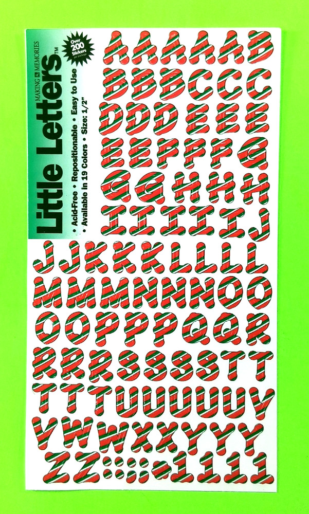 Making Memories Candy Cane Alphabet Letters Upper & Lower Case Sticker Sheet