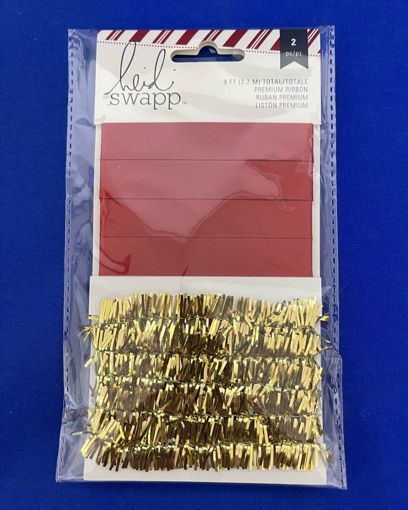 Heidi Swapp Premium Ribbon Solid Red and Gold Tinsel
