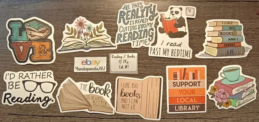Reading – Books – Stickers – 10 PCs – 5 styles available! See Description