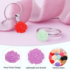 20mm Rose Flower Resin Cabochon, 50 Pcs Mini Rose Flower Resin, Light Purple