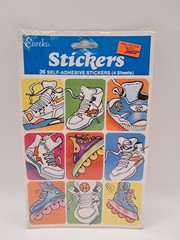 VTG Vintage Eureka Paper Magic Group 36 Stickers Pack Rollerblades Sneakers
