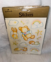 New VTG Sealed 1984 Hallmark Baby Teddy Bear Bunny Rainbow Cloud Star Stickers