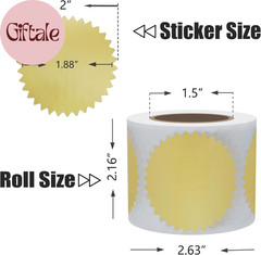 300Pcs Notary Seals 2 Inch Embossing Stickers Gold Metallic Certificate Sealing