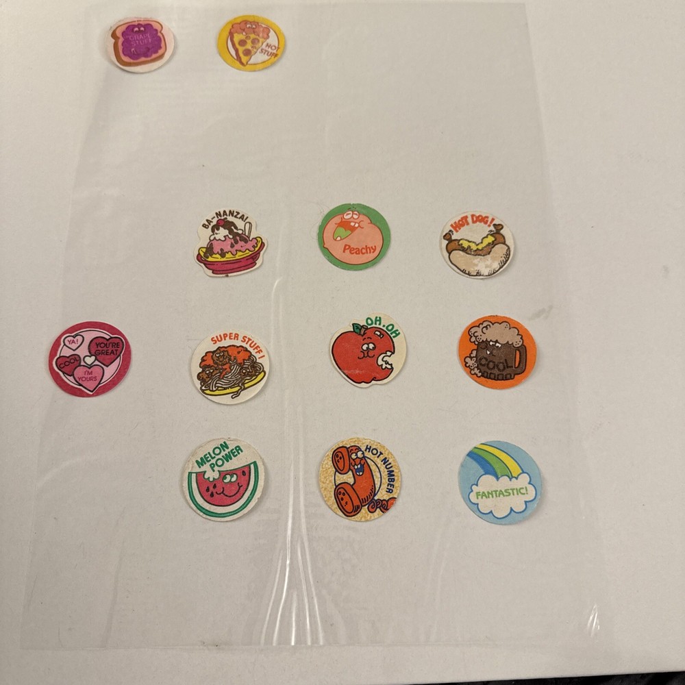 Retro Sticker Lot Set Scented Scratch Sniff Root Beer Peach Pizza D40