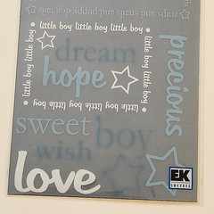 NEW 4 Pkgs Rub-Ons BABY White Blue Words Footprint Inspirables Making Memories-Z