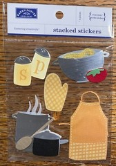 RARE Karen Foster Design Cooking In The Kitchen Baking Pot Pan Apron 3D Stickers