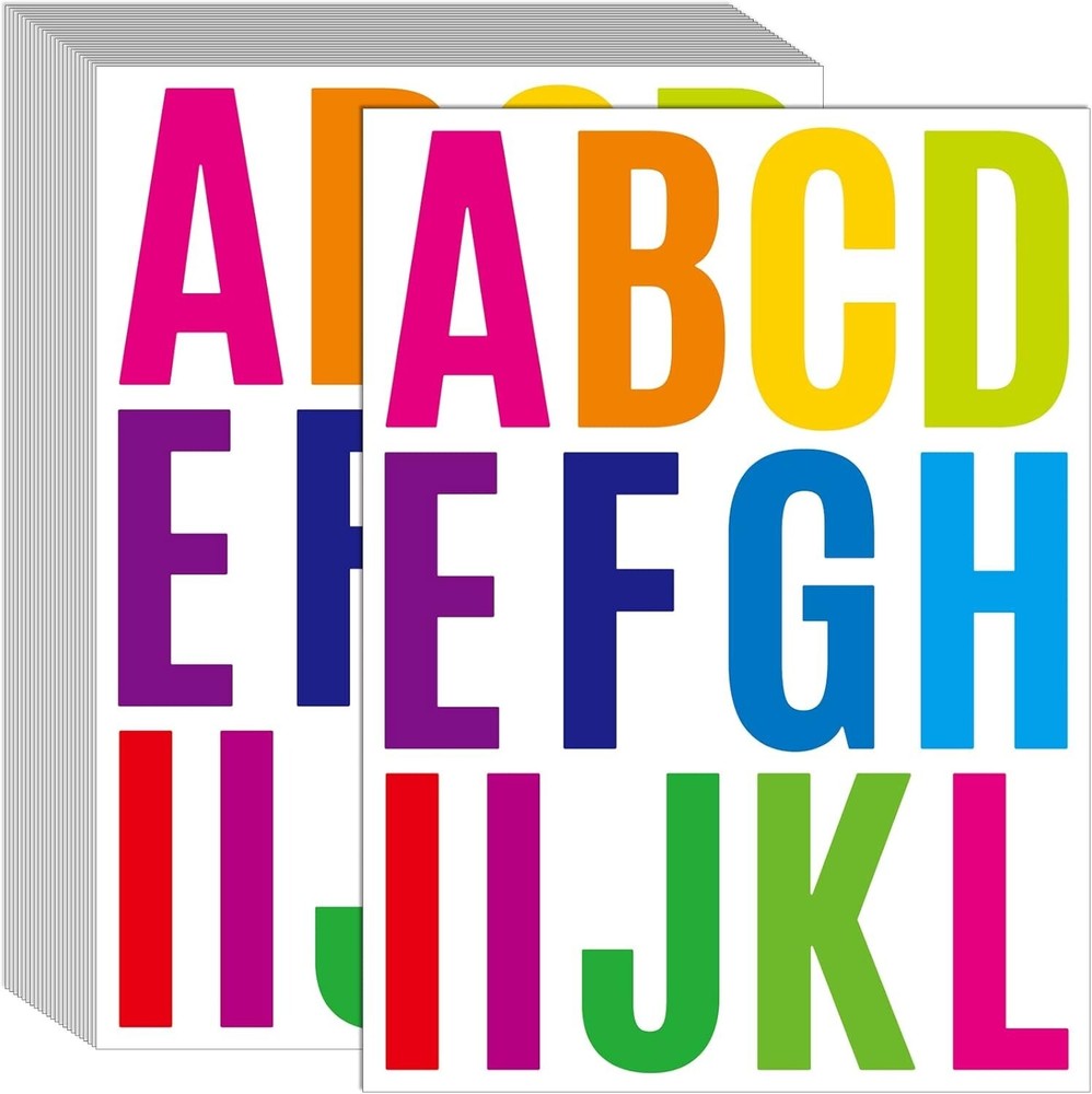 24 Sheets 2 Inch Self Adhesive Letters Stick on Vinyl 2 Inch, Colorful