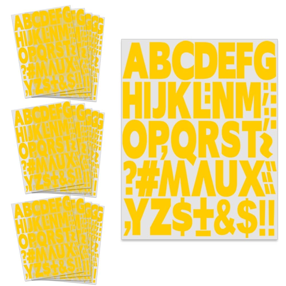 810x 2″ Yellow Iron-On Letters, Heat Transfer Alphabet for Sport Jersey DIY