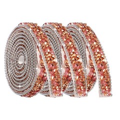 3Rolls Self Adhesive Resin Rhinestone Strips, Diamond Bling for Crafts, Pink