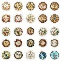 10pcs New Victorian Steampunk Clock Stickers-Scrapbook, Journal, DIY Crafting