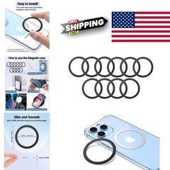 Black Magsafe Ring Stickers 10 Pieces Metal for Wireless Charging Compatibility