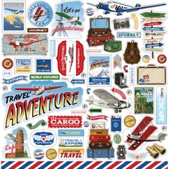 (1) 12×12 Sheet of Carta Bella Paper OUR TRAVEL ADVENTURE Scrapbook Stickers