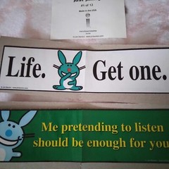 Lot of 4 Jim Benton Vending Machine Stickers Happy Bunny & Just Jimmy Y2K