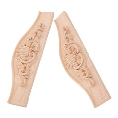 2Pcs Elegant European Style Wood Applique Onlays for Furniture Decoration