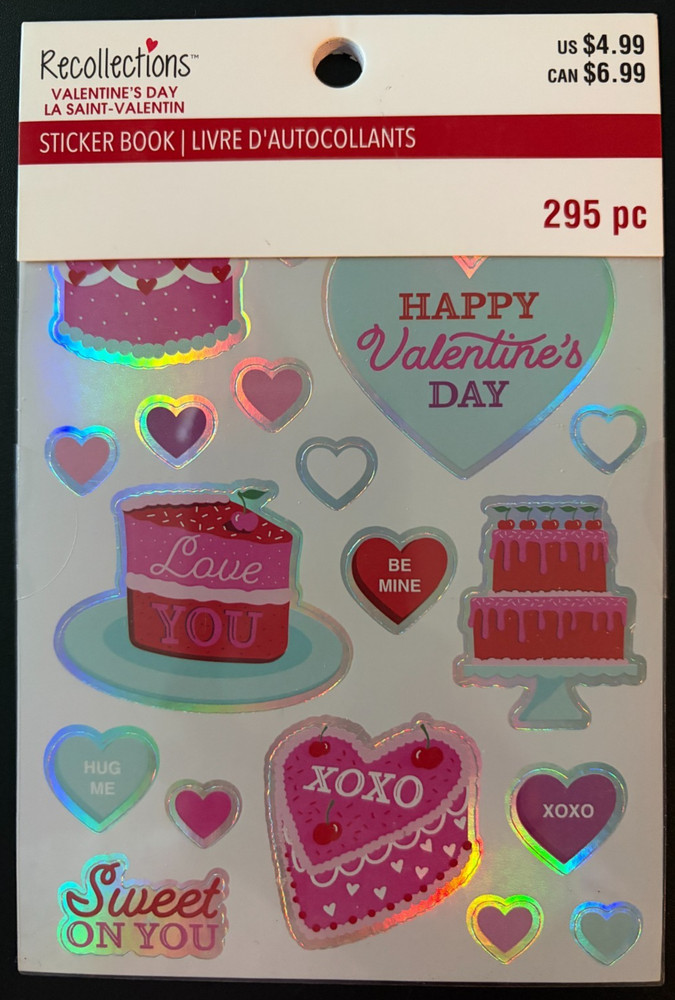 RECOLLECTIONS VALENTINE’S DAY STICKER BOOK 295 PC STICKERS 12 SHEETS ROMANCE
