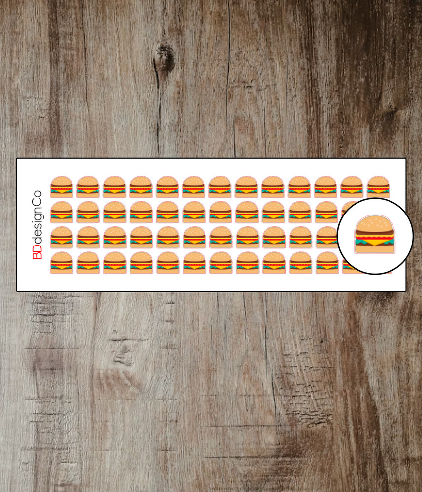 Hamburger Planner Reminder Stickers 52 Matte or Glossy Paper Kiss Cut (#220)