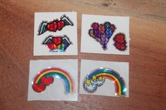 Vintage Prism Sticker mods BJ Vending machine Rainbows hearts Wings lot of 4