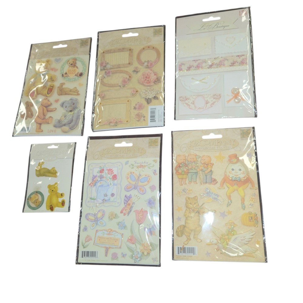 K&Company Dimensional Stickers Lot 6 Teddy Bears Floral Butterflies Nursery