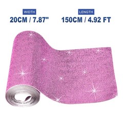 1 x Bling Rhinestone Sheet Self-Adhesive Sticker 150x20CM 59×7.9 Inch Pink