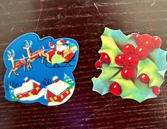 16 Assorted Christmas Stickers Santa Reindeer Kittens Poinsettias