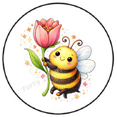 BEE WITH TULIP SPRING ENVELOPE SEALS LABELS STICKERS PARTY FAVORS