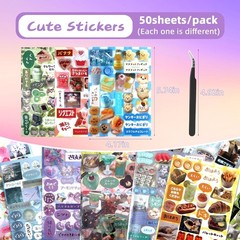 800Pcs Kawaii Aesthetic Scrapbook Stickers – Travel-Inspired Japanese Designs