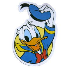 Disney Mickey Mouse Donald Duck Blue Hat Red Bowtie Sticker Yellow 1Pc