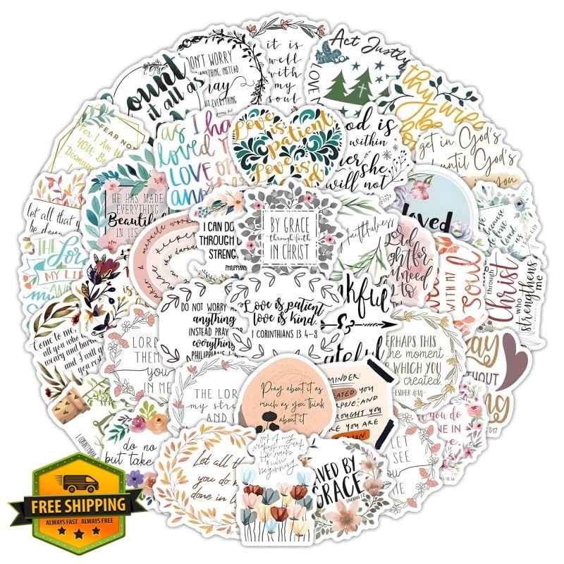 kaensc Bible Verse Stickers 50pk Waterproof