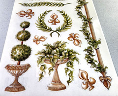 Provo Craft Clear Stickers Vintage French Topiary Roman Wreath Scrapbook 42-0865