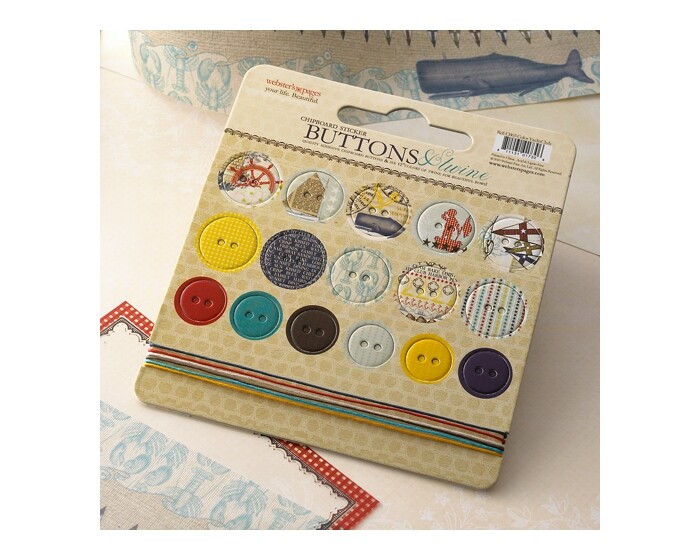 NEW Webster’s Pages Buttons & Twine YACHT CLUB Chipboard Buttons CB03