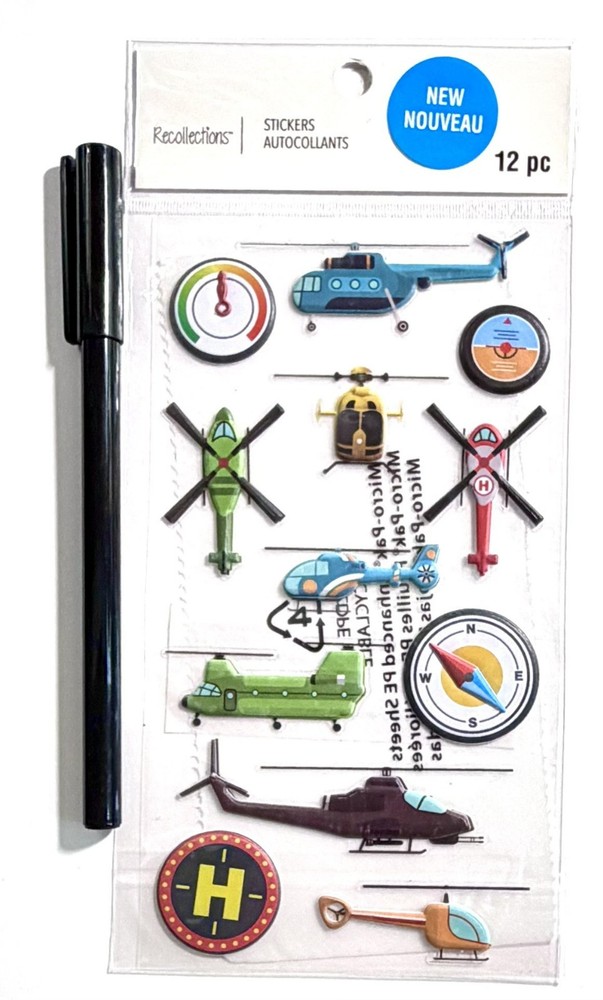 Helicopter Stickers Scrapbooking Card Journal Planner Recollections